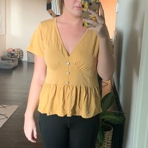 Yellow Button Detail Shirt